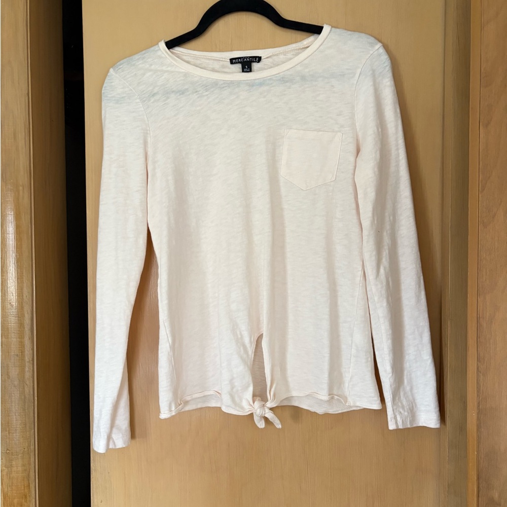 J.Crew Mercantile Cream Tie Front top